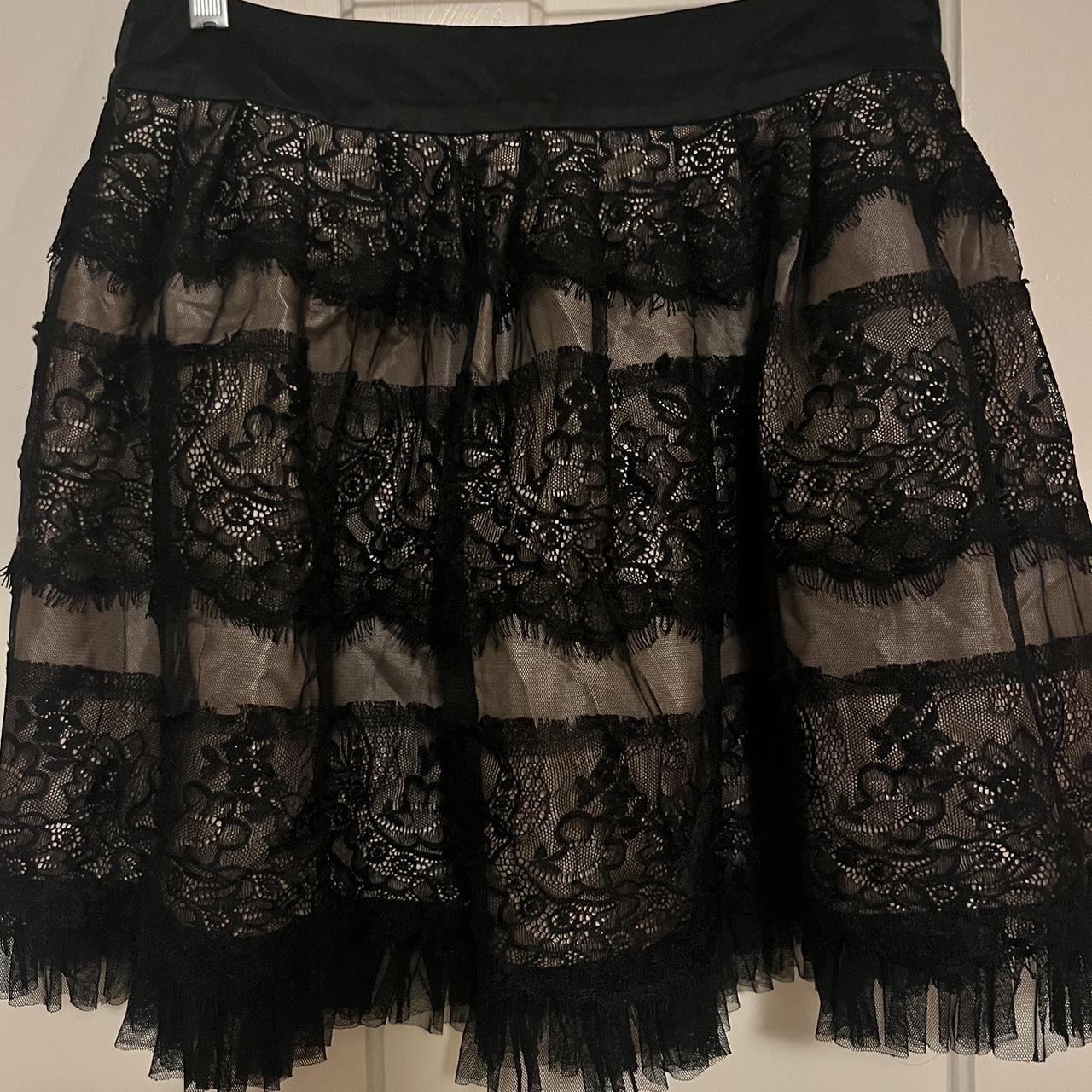 Beige and black lace skirt, size large, hardly worn.... - Depop