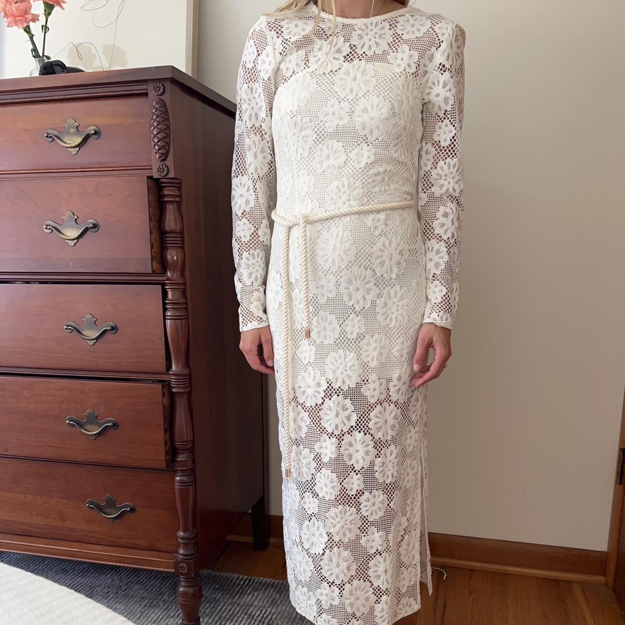 White lace midi Short white slip