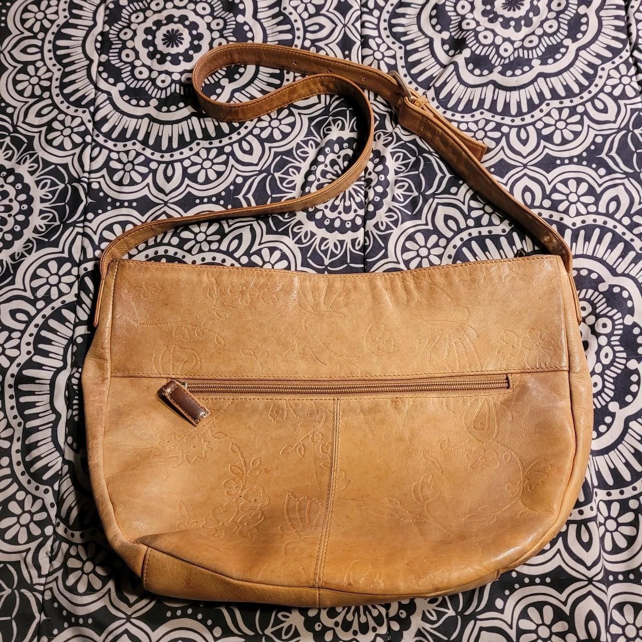 Vintage Brown Leather Stone Mountain backpack Purse, - Depop