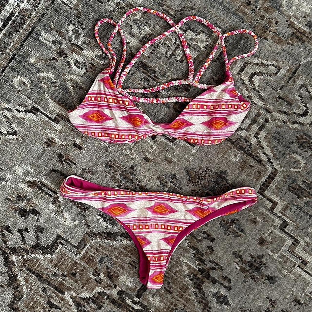 Frankie Bikinis Printed Bikini Pink geometric