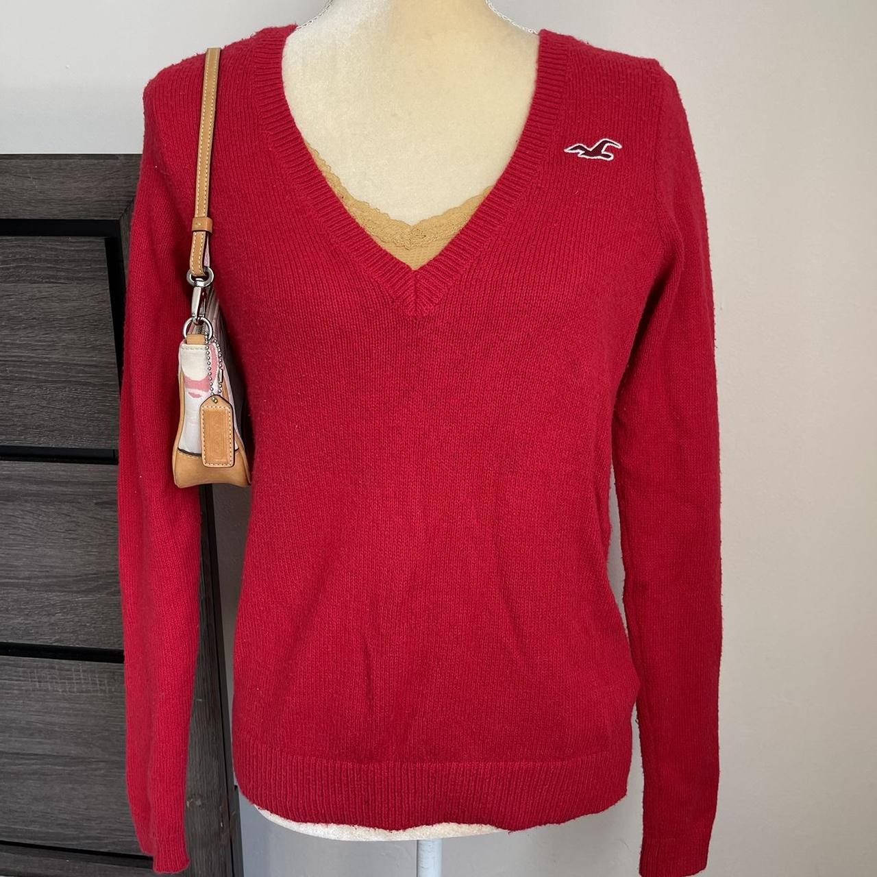 Early 2000s Hollister grunge v neck long sleeve top... - Depop