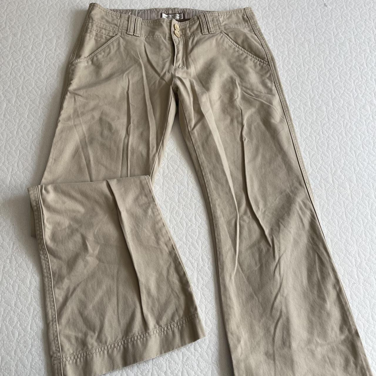 Vintage 2000s Abercrombie and Fitch cargo khaki low... - Depop