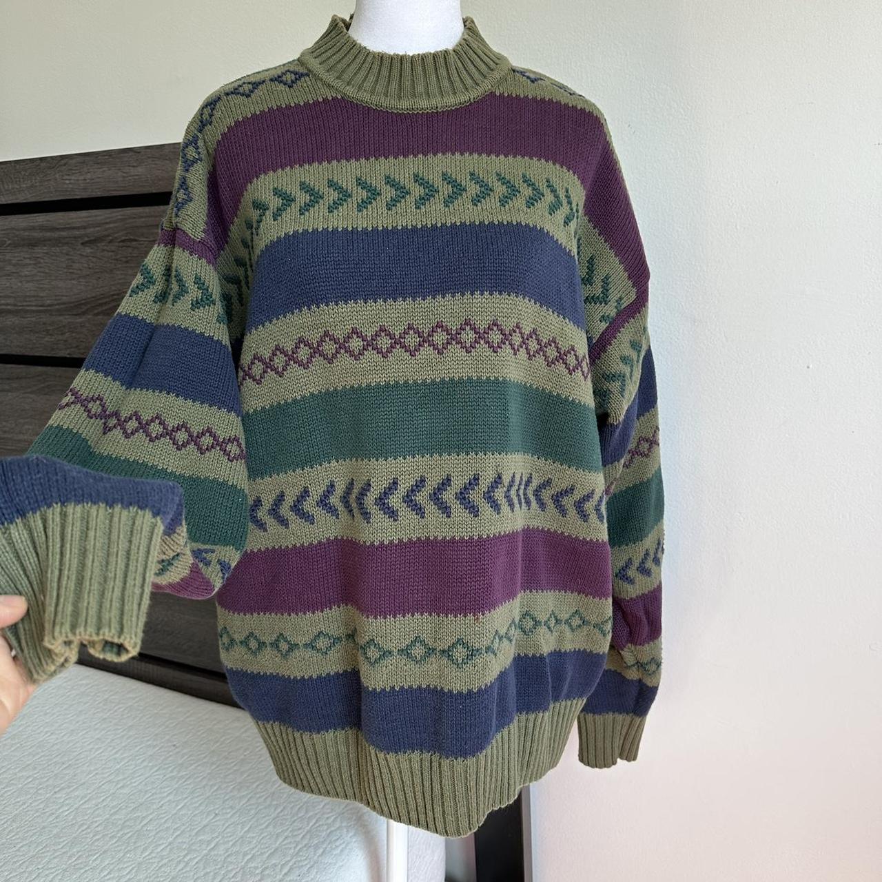 Vintage abstract knit crewneck sweater Vintage 90s... - Depop