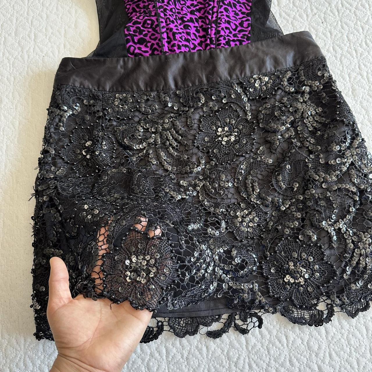 Black mini skirt Early 2000s gothic beaded mini... - Depop