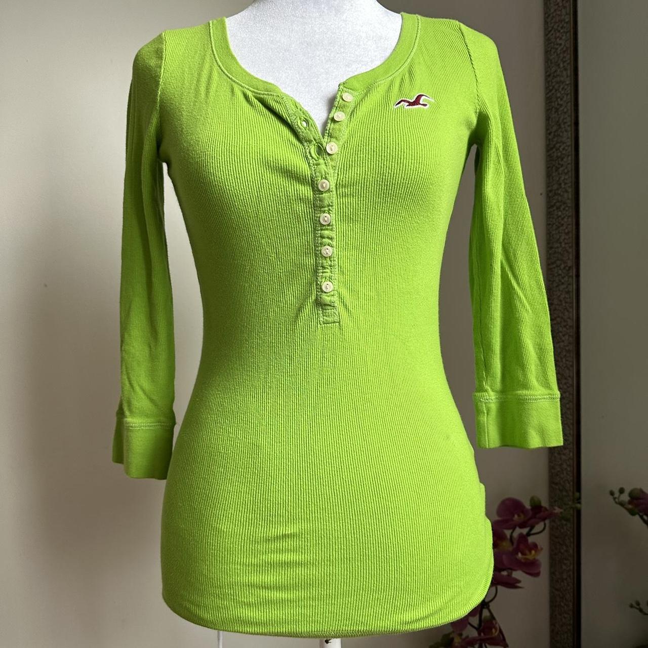 2000s vintage Hollister babydoll long sleeve henley Depop