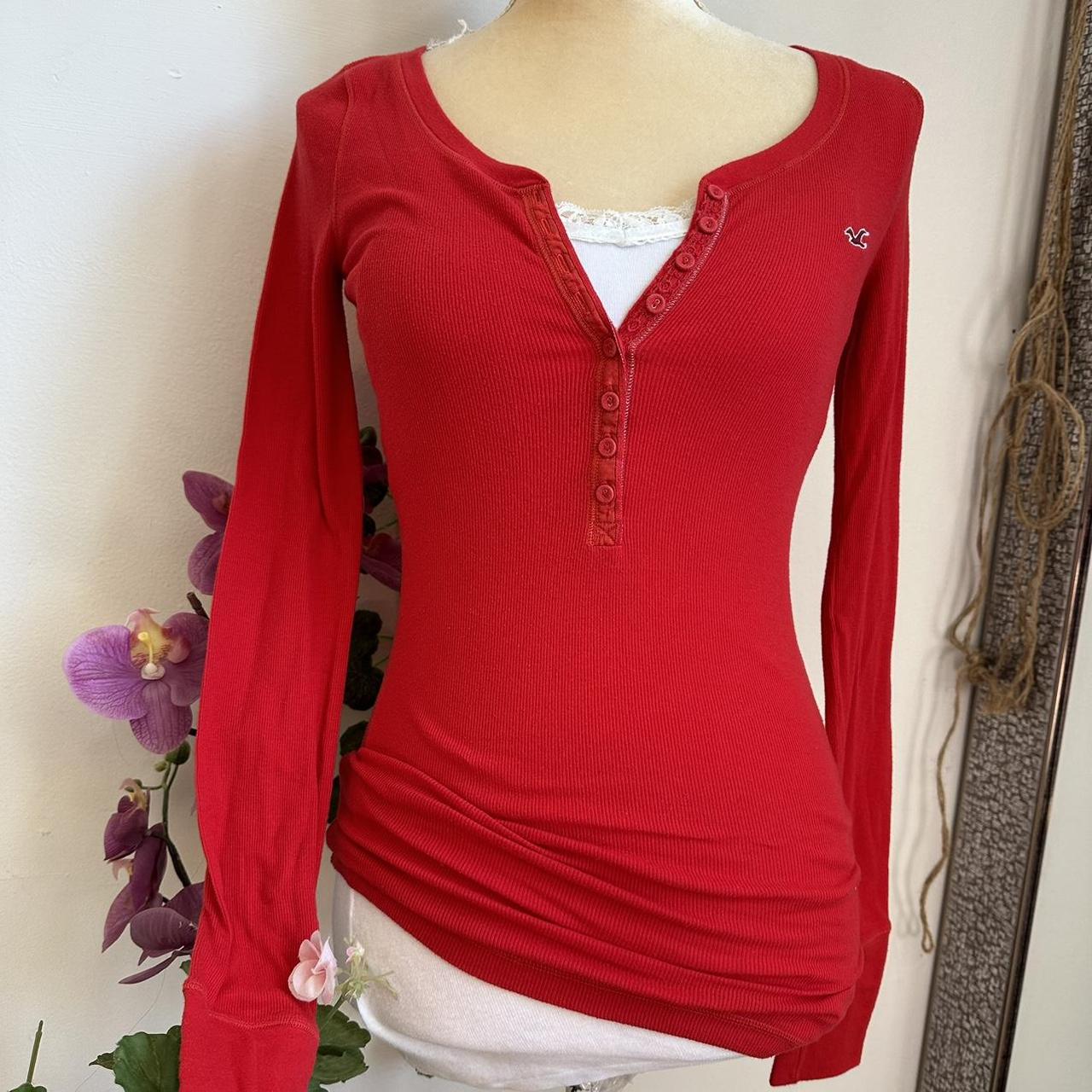 2000s vintage Hollister babydoll long sleeve henley Depop
