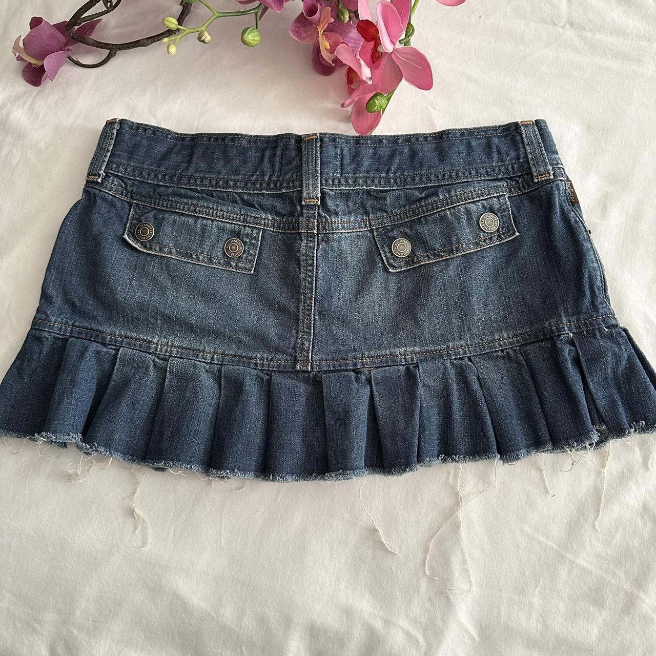 Hollister y2k denim pleated mini skirt