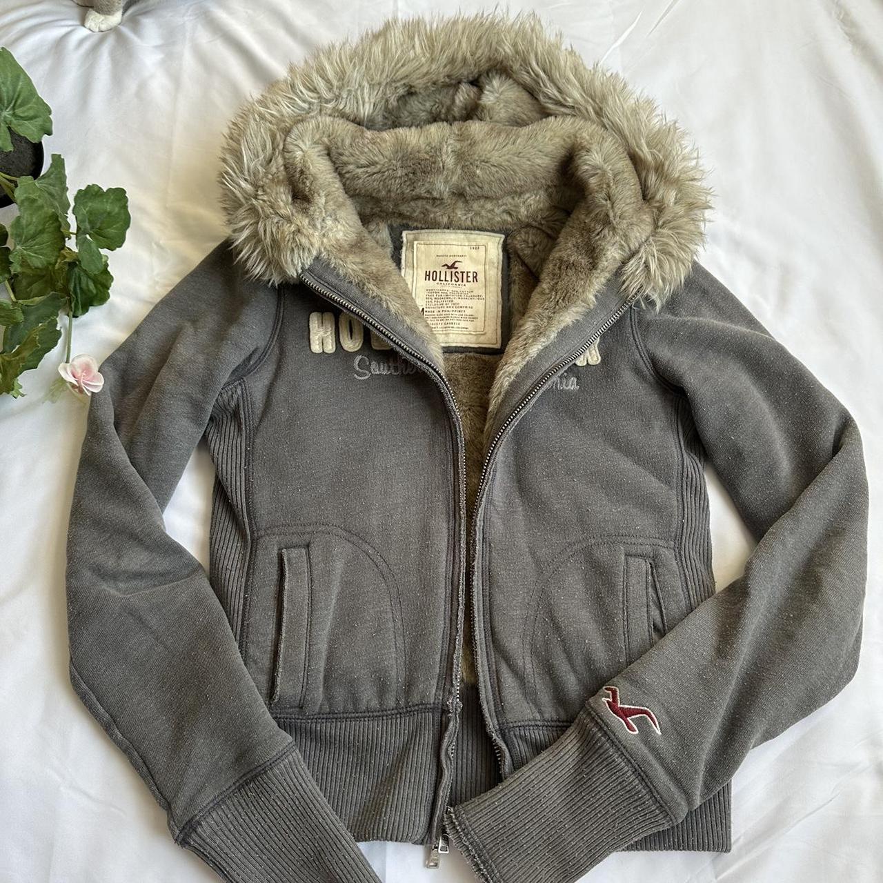 Hollister fur hoodie best sale