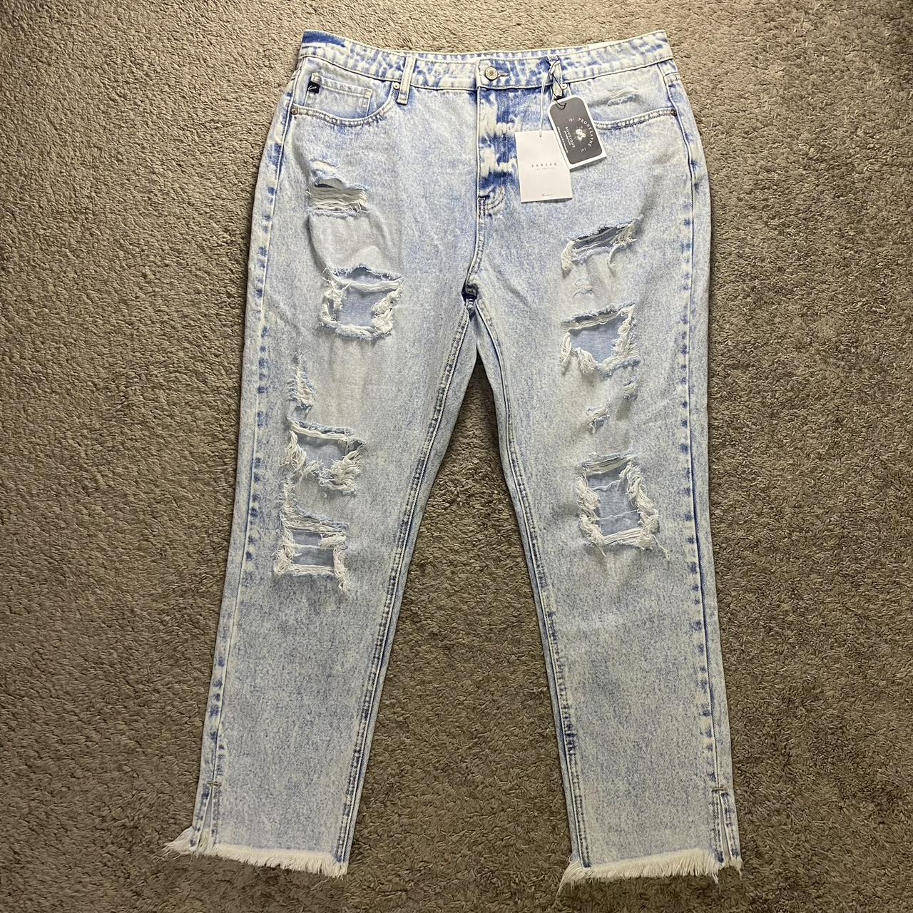 KanCan Women's White and Blue Jeans | Depop