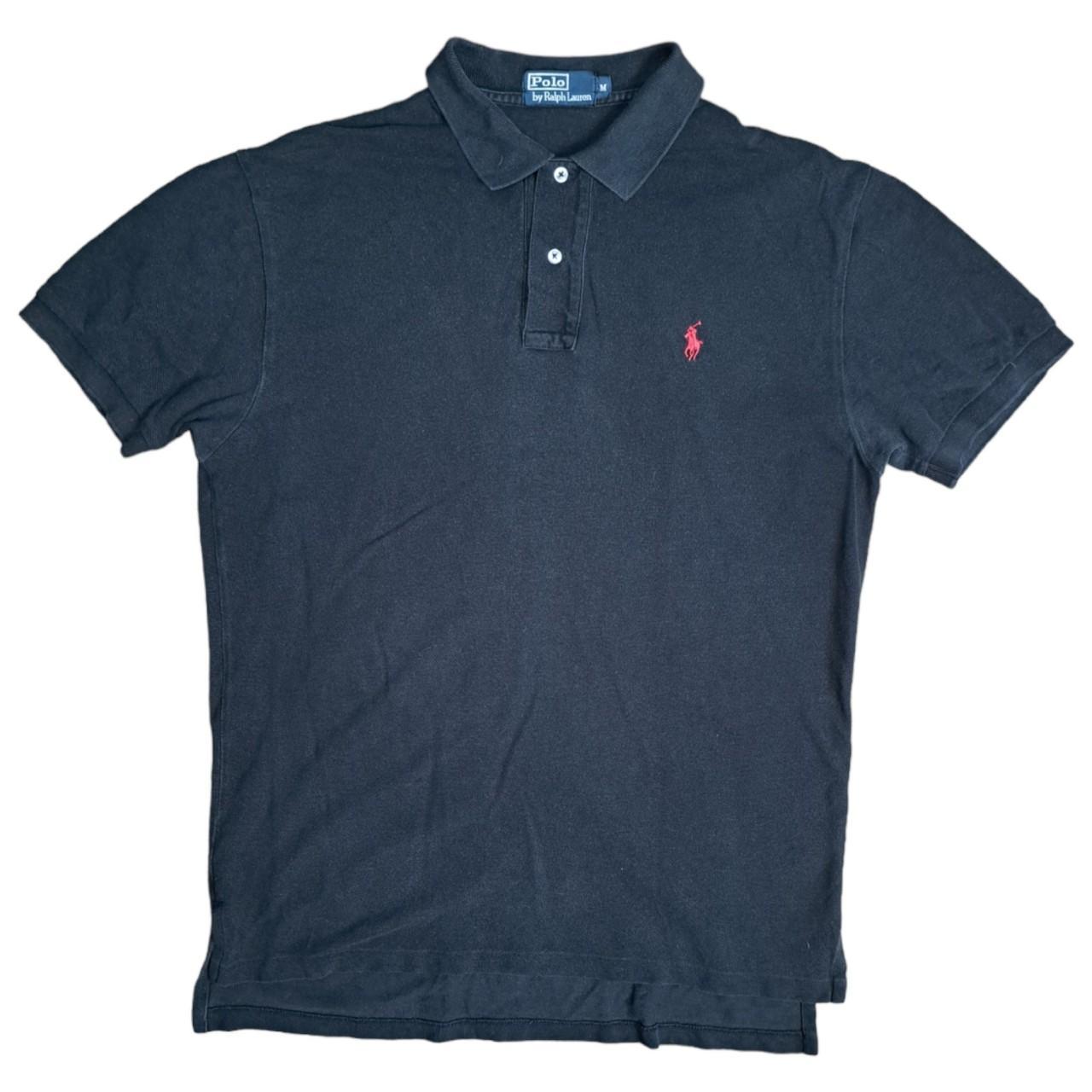 Polo shirt black Ralph Lauren polo shirt with red... - Depop
