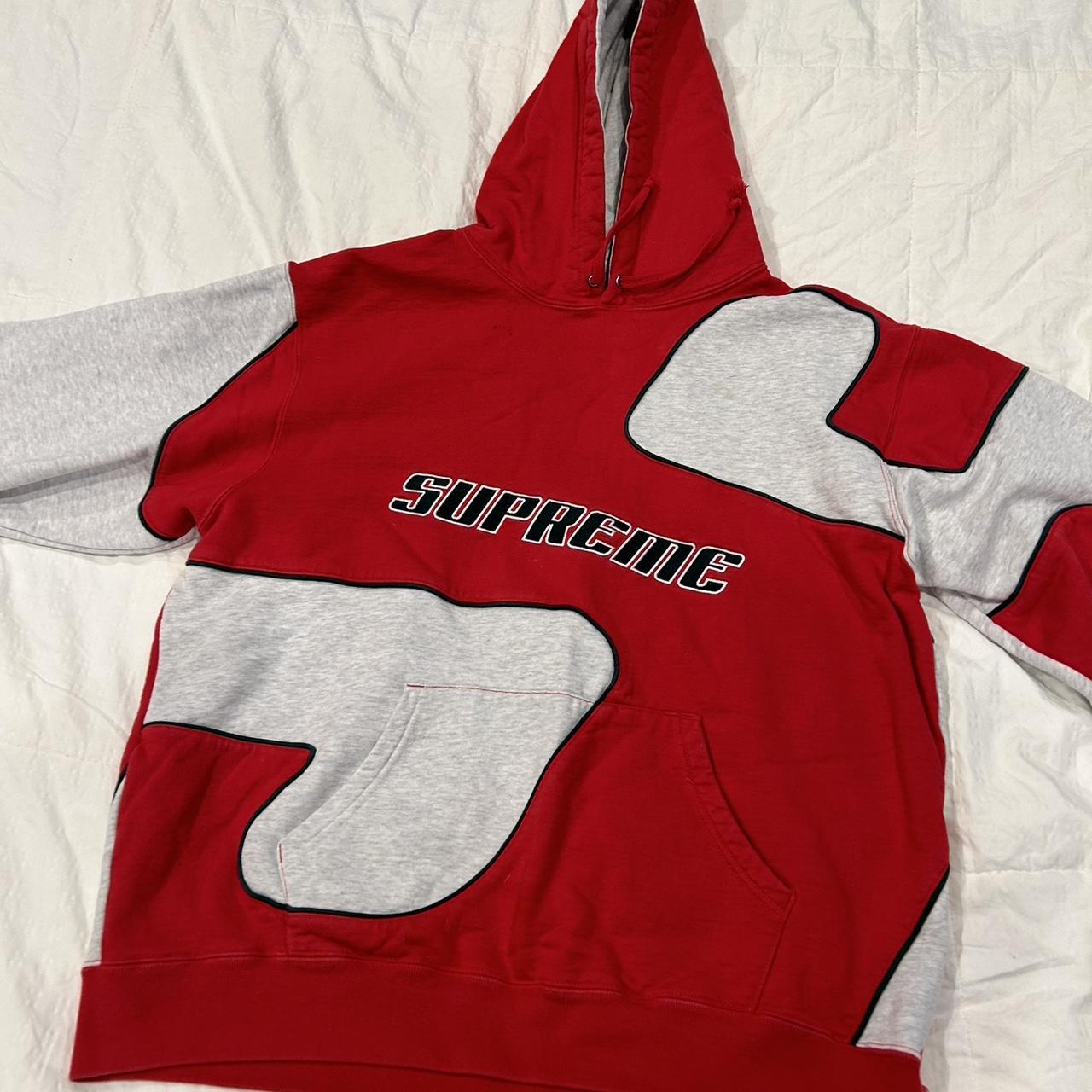 Supreme Big S Hooded Sweatshirt , Red/Gray, Size...