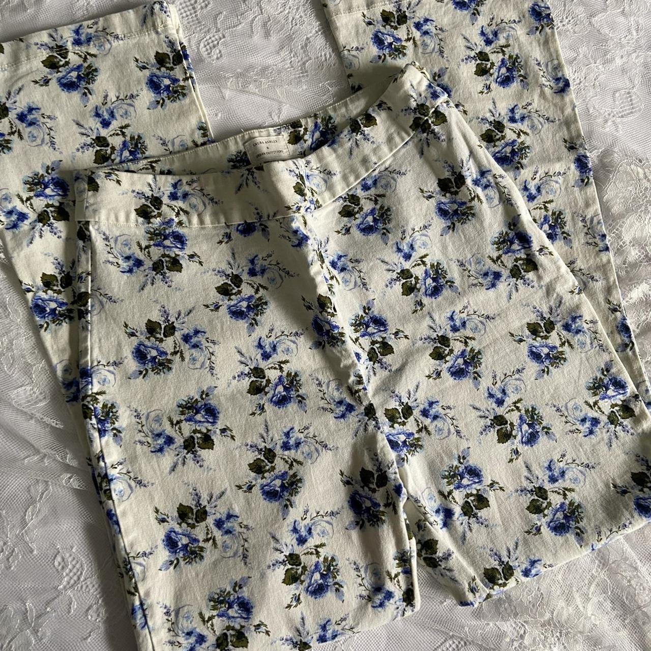 Laura Ashley urban outfitter blue rose print pants 🫶🏼... Depop