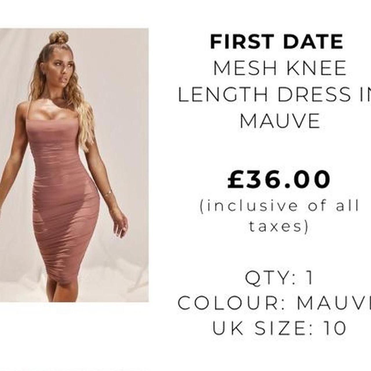 First Date Ruched Mesh Bodycon Knee Length Dress in Mauve