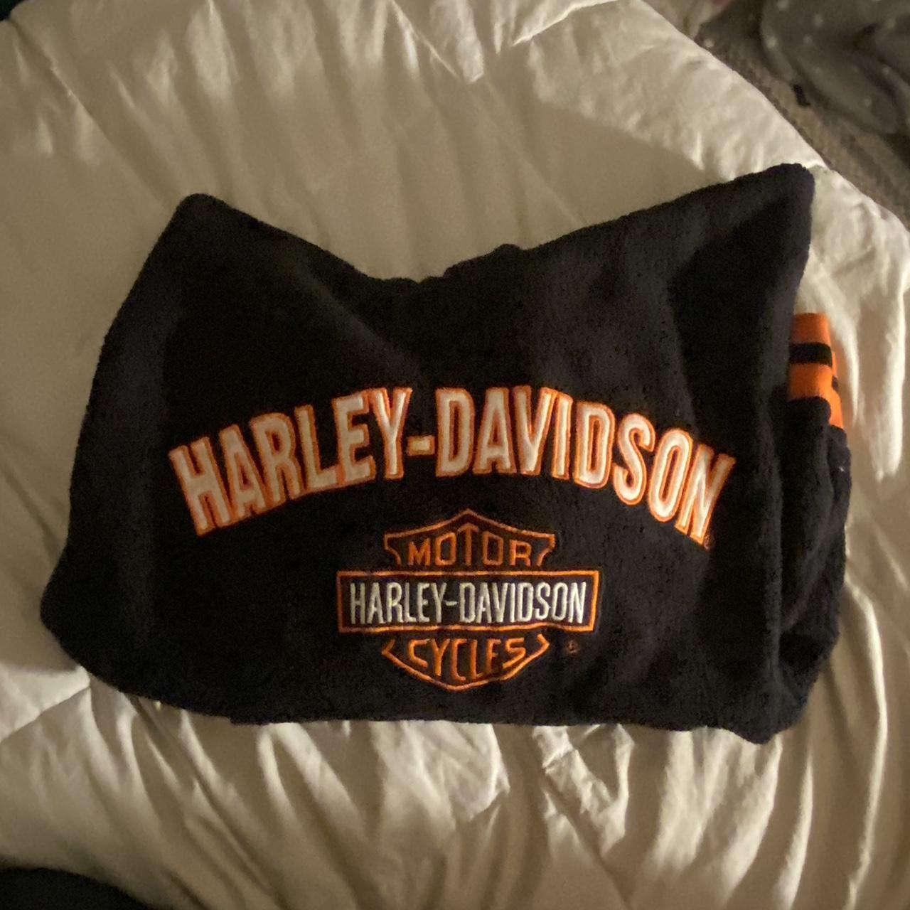 kids harley davidson fuzzy coat - Depop