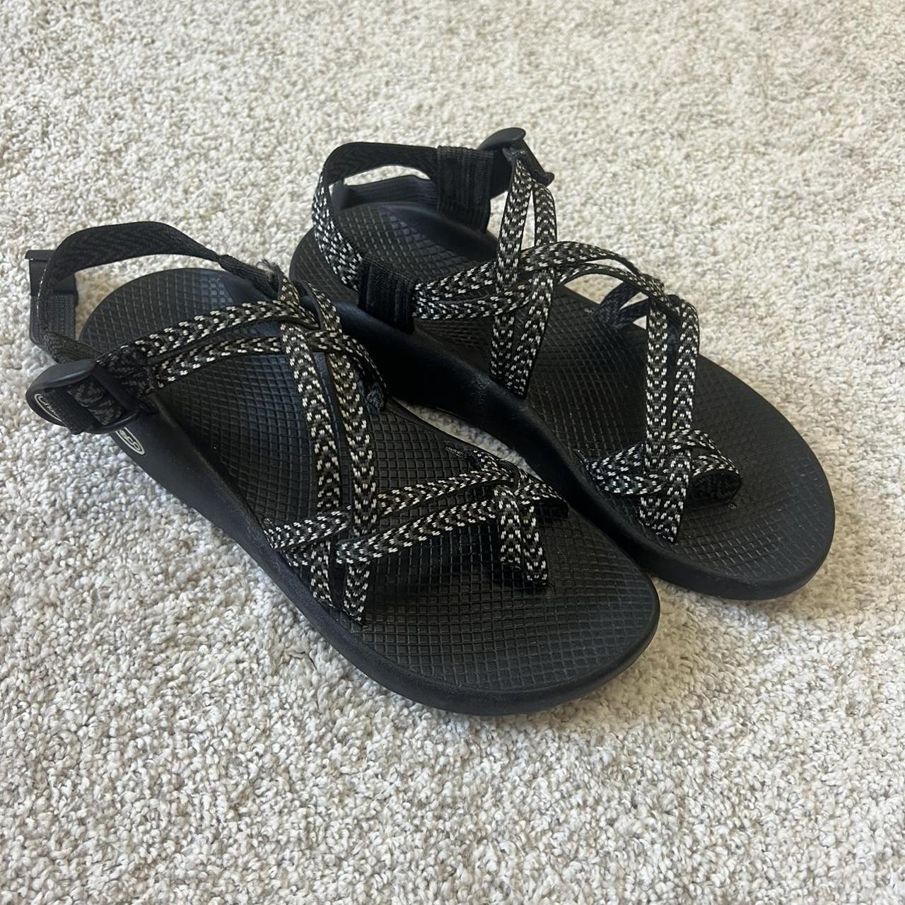 Chacos black and white 2 strap size 8.5 Depop