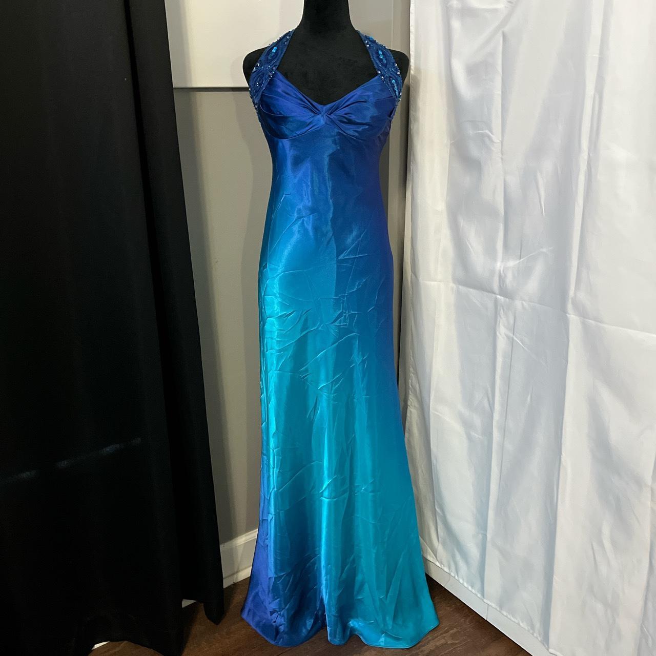 Vintage Beaded Ombre Blue Gown •Absolutely insane... - Depop