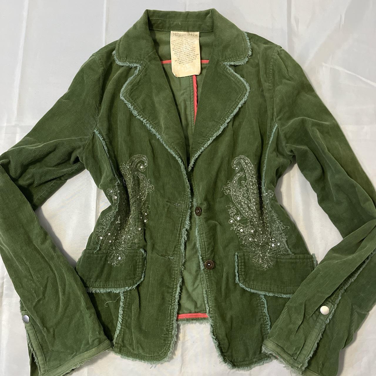 Vintage 2000s Green Suede Miss Me Blazer •Absolutely... - Depop