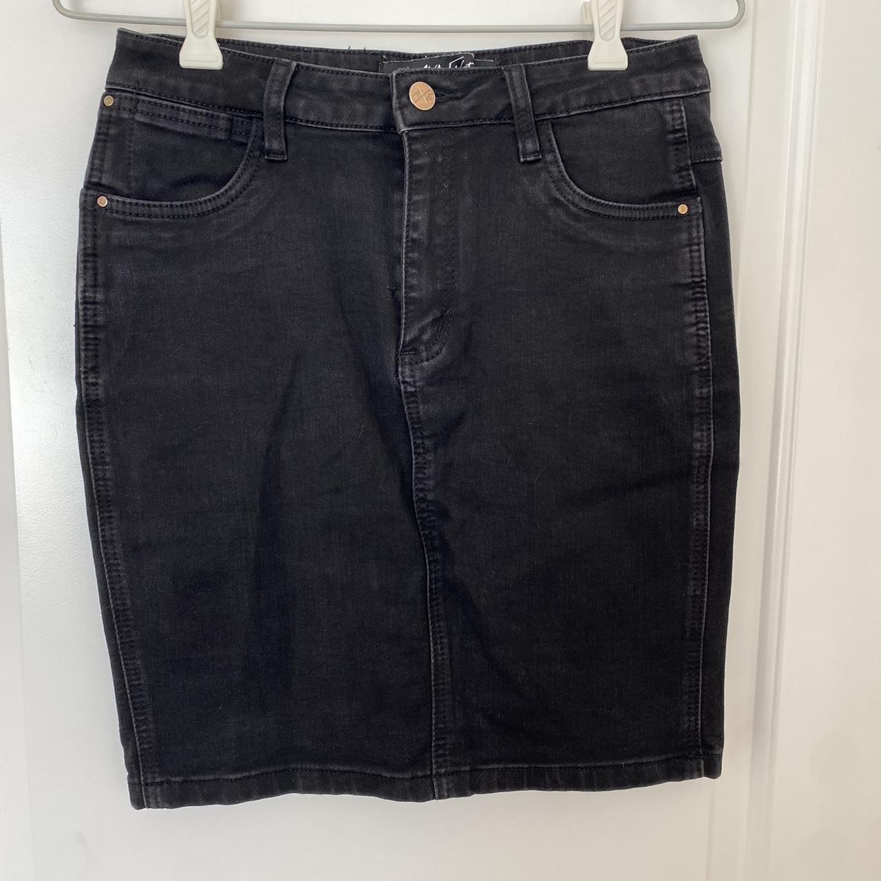 Black denim skirt size 12 best sale