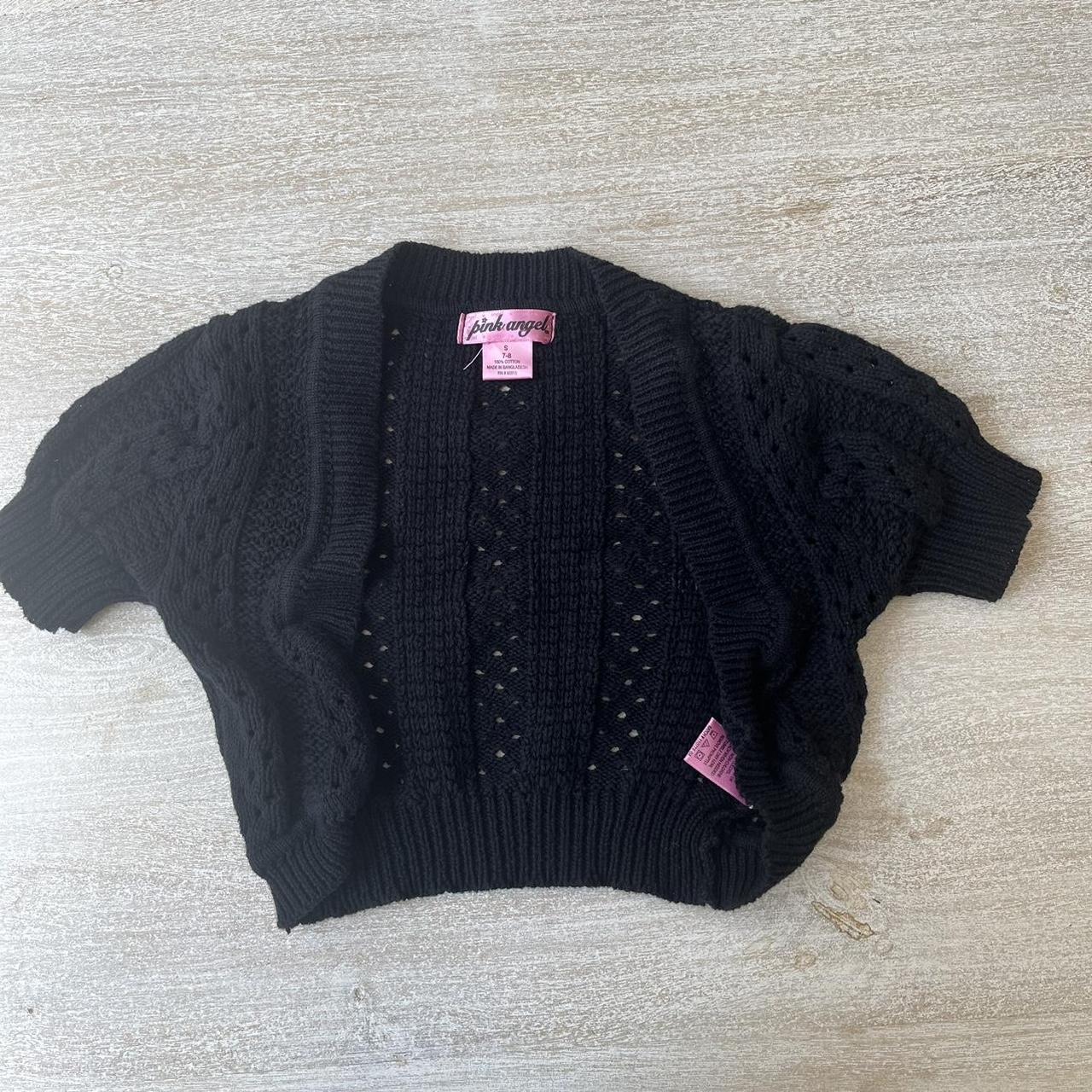 Fine-knit Bolero Sweater - Black - Kids