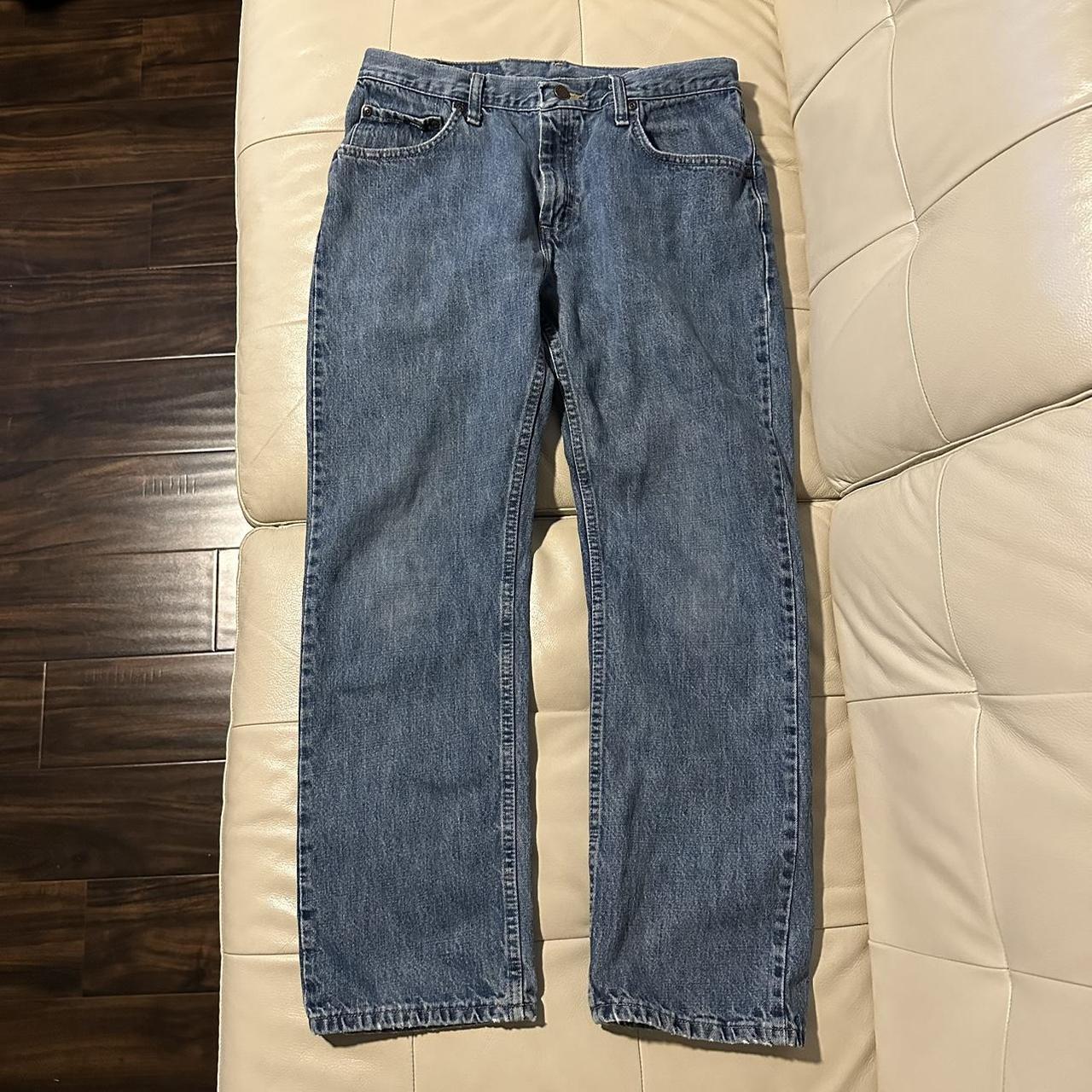 Wrangler Men's Blue and Navy Jeans | Depop