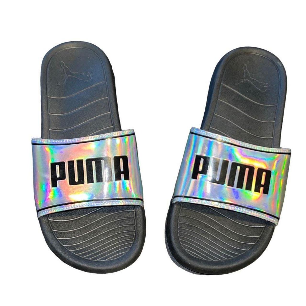 Silver cheap puma slides