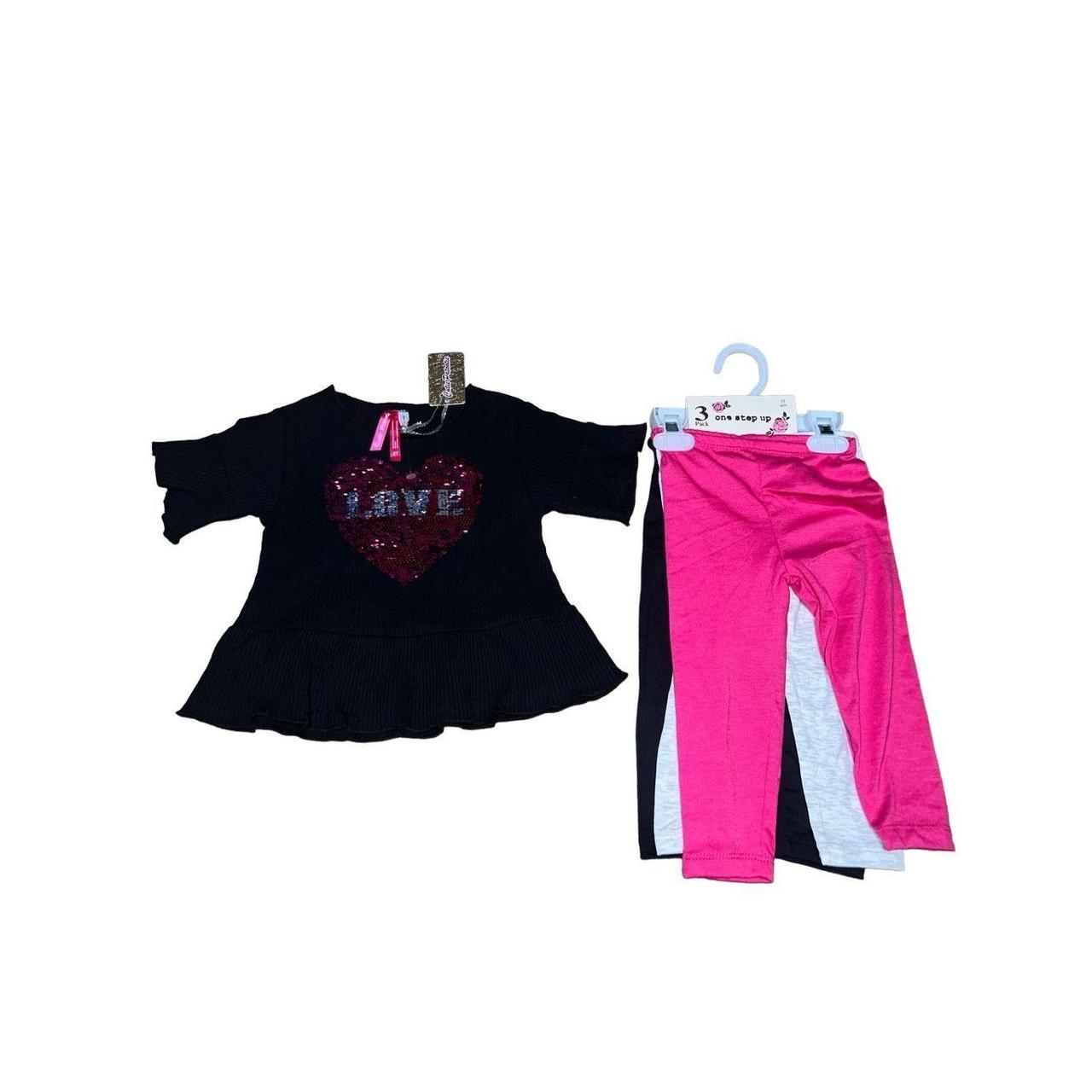 NWT Girls leggings set Size 2T Black short sleeve - Depop