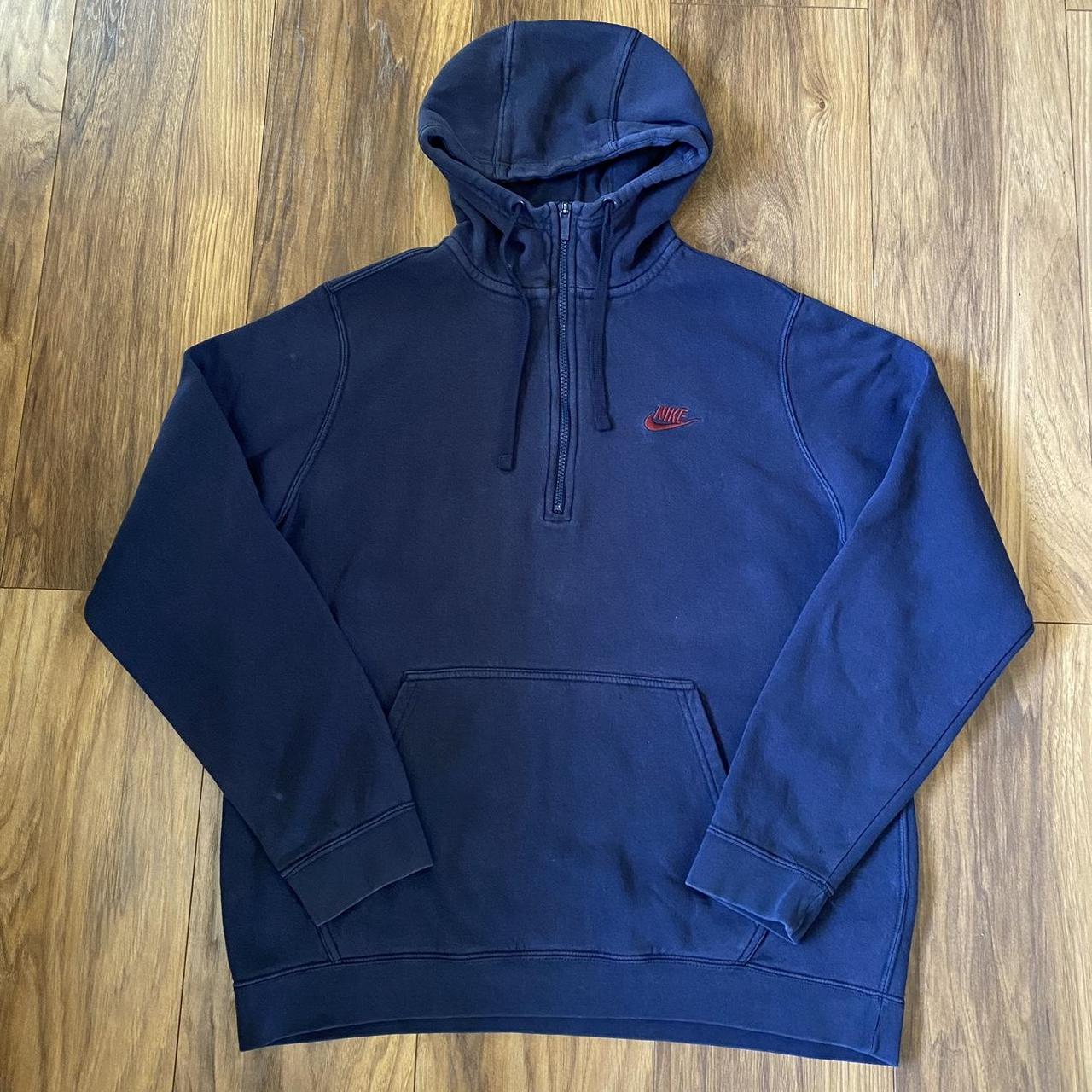 Nike Men's Navy and Burgundy Hoodie | Depop