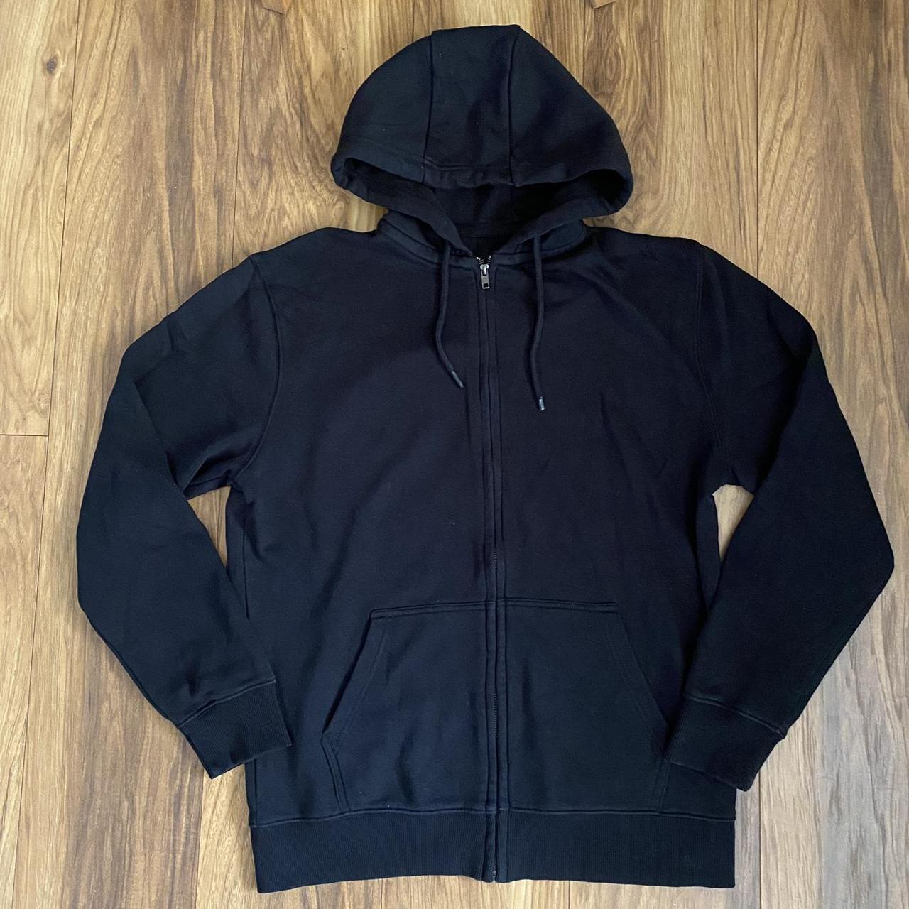 Plain Black Zip Up Hoodie size large - Depop