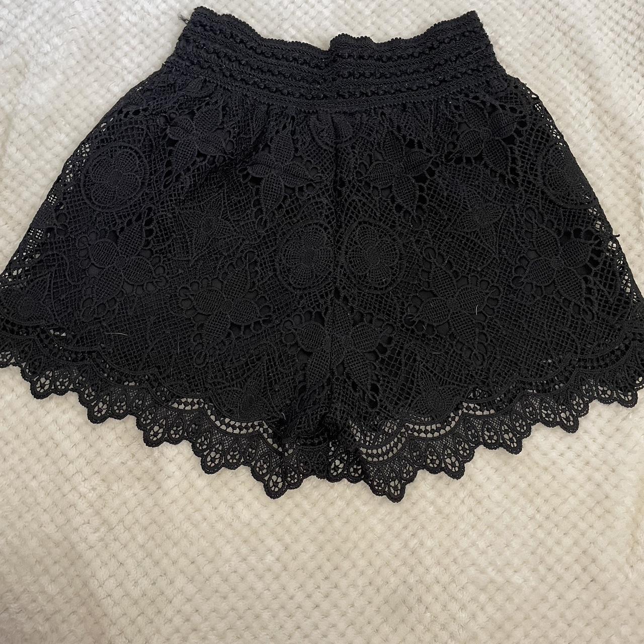 Black womens shorts Lace over layer, thin black... Depop