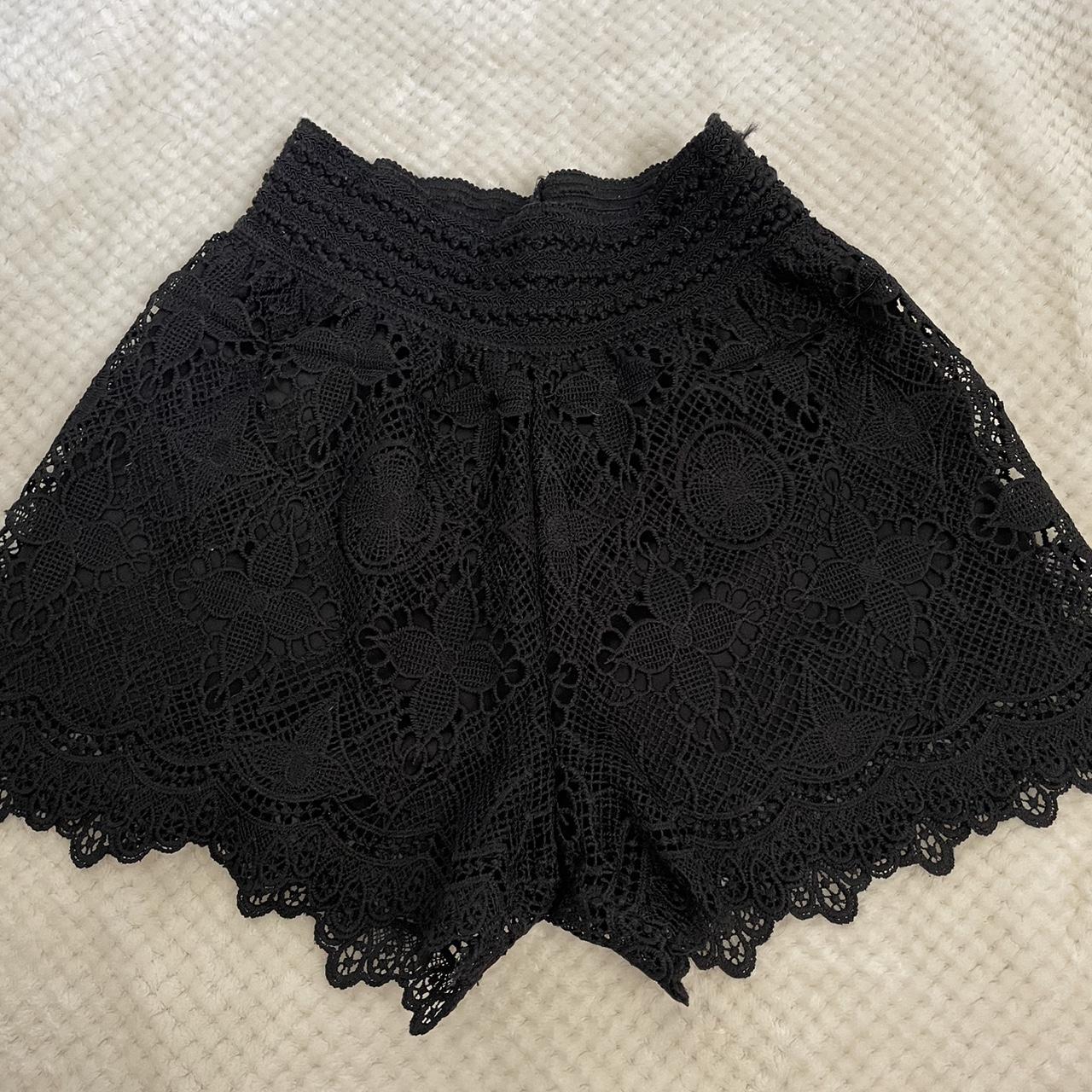 Black womens shorts Lace over layer, thin black... - Depop