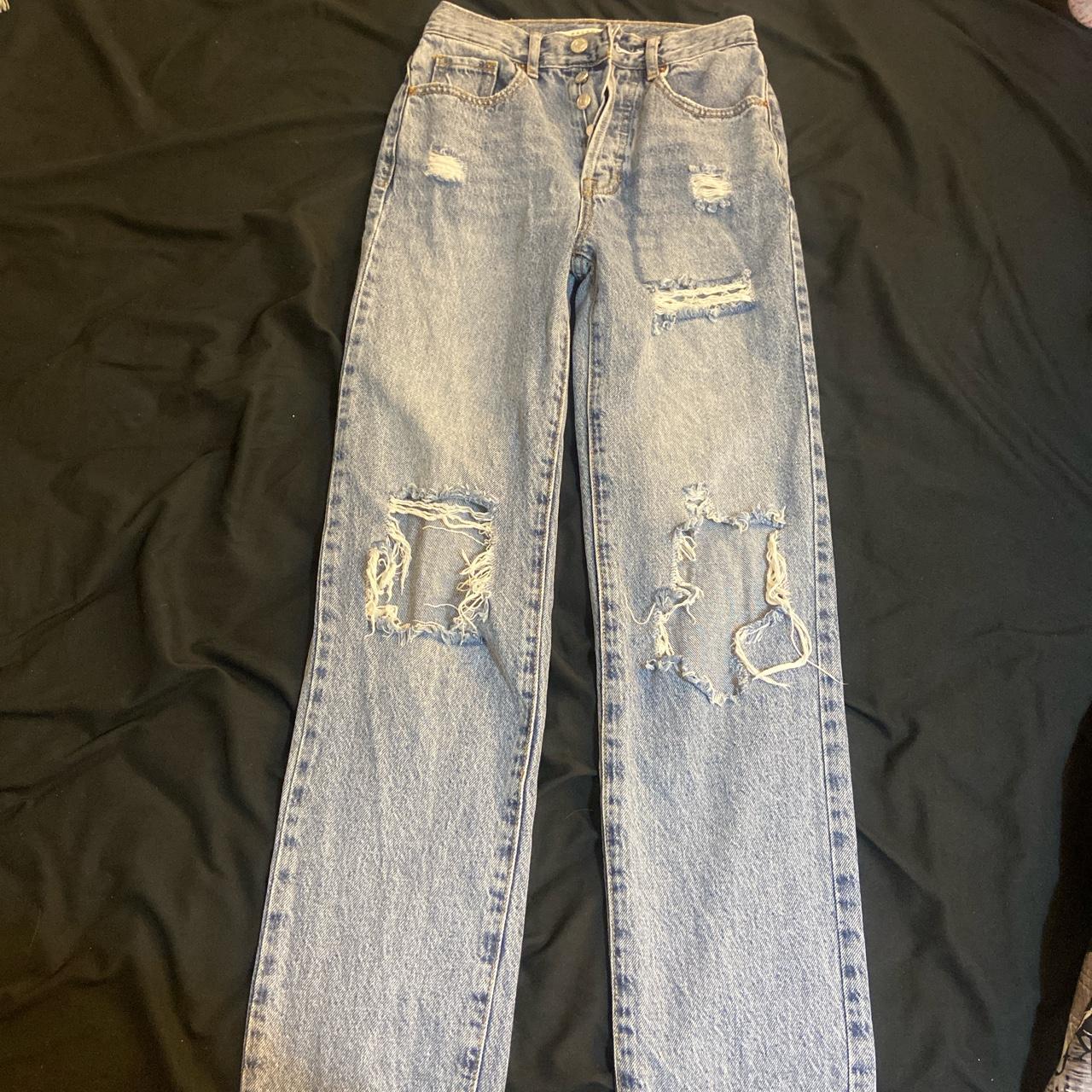 PacSun blue ripped dad jeans size 23 originally $54... - Depop