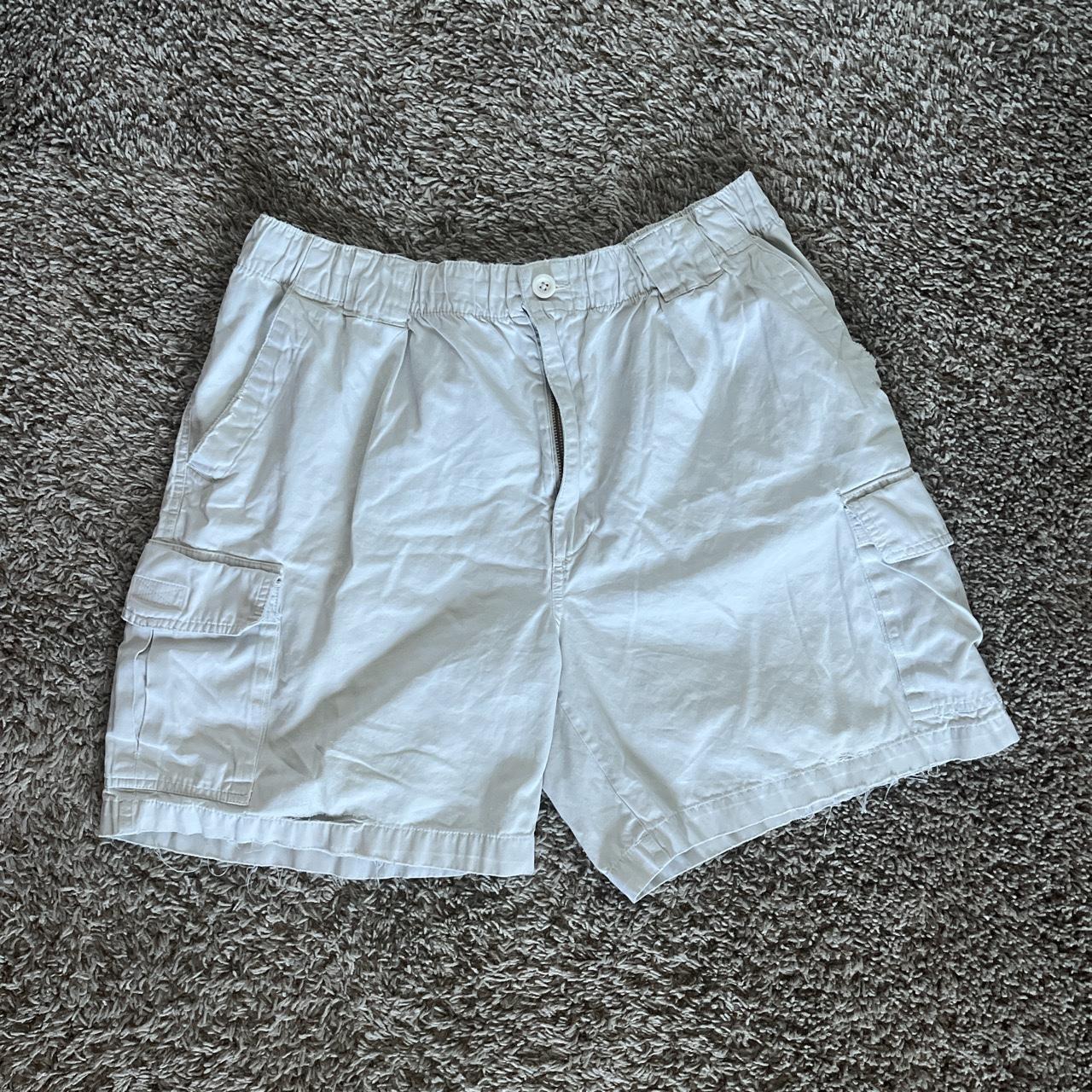 White Cargo Shorts Used Size:L DM or message with... - Depop