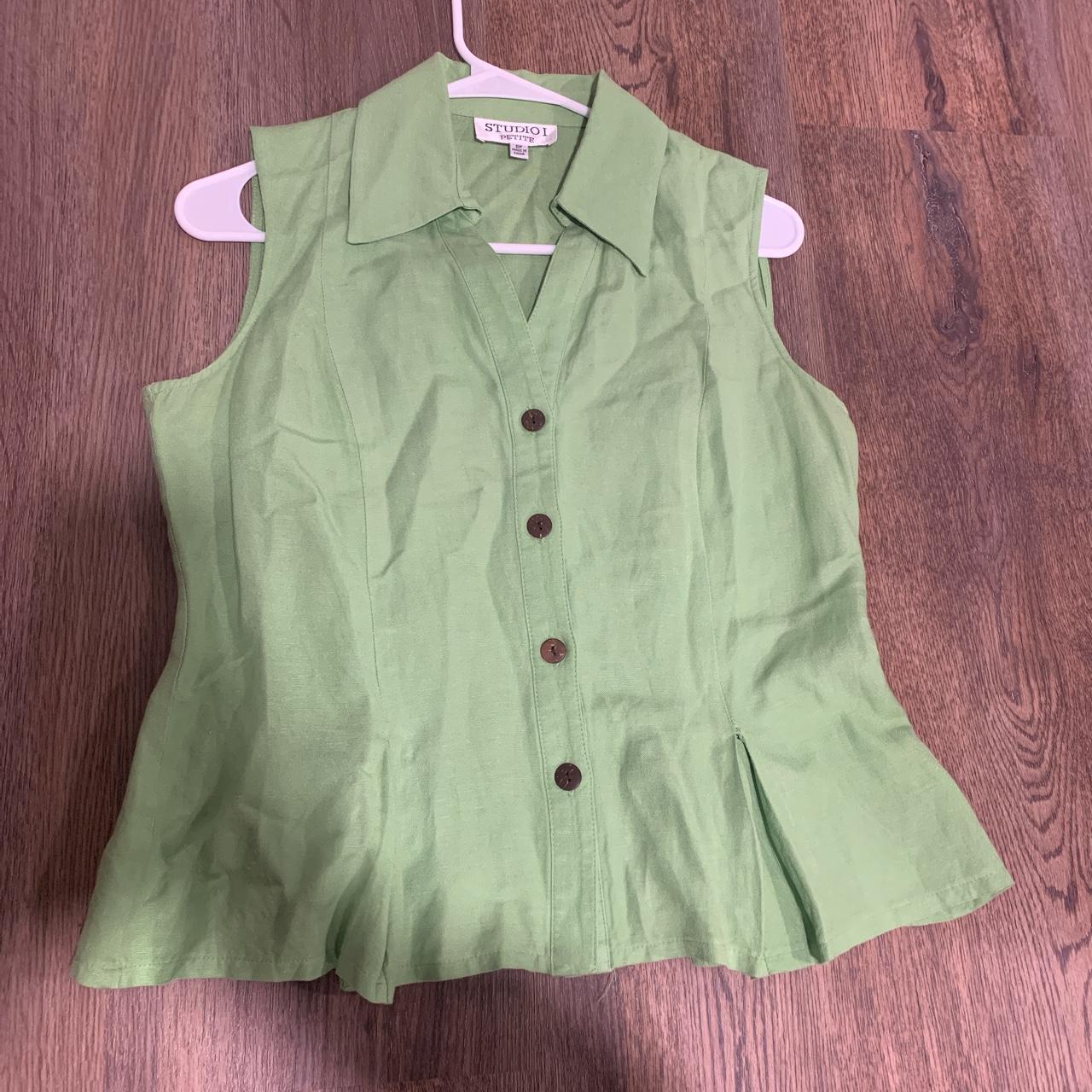 Vintage green button down pleated vest Can be styled... Depop