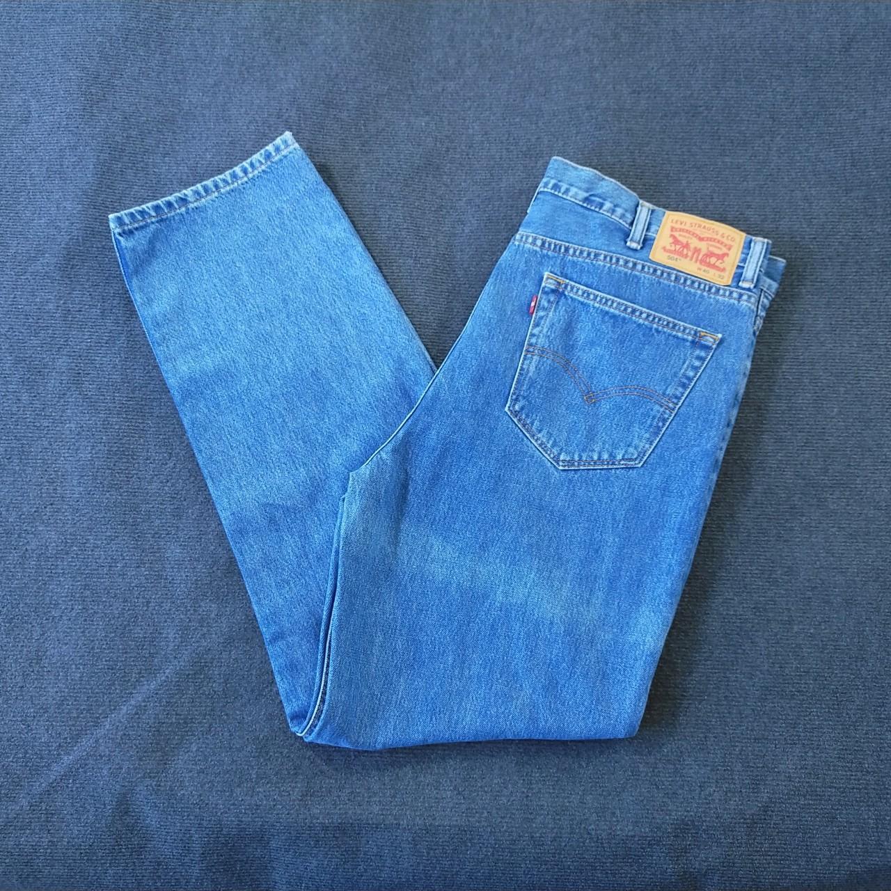 Levis Men's 504 Regular Straight Dark Blue Denim... - Depop