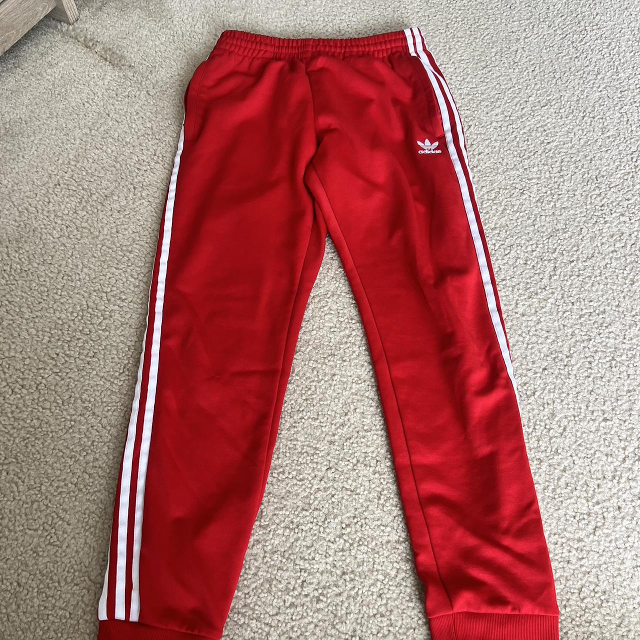 Red adidas tracksuit pants - Depop