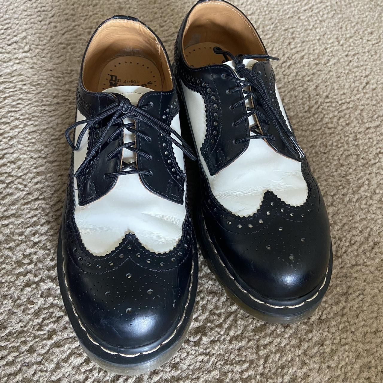 Dr Martens Womens Black And White Brogues Depop