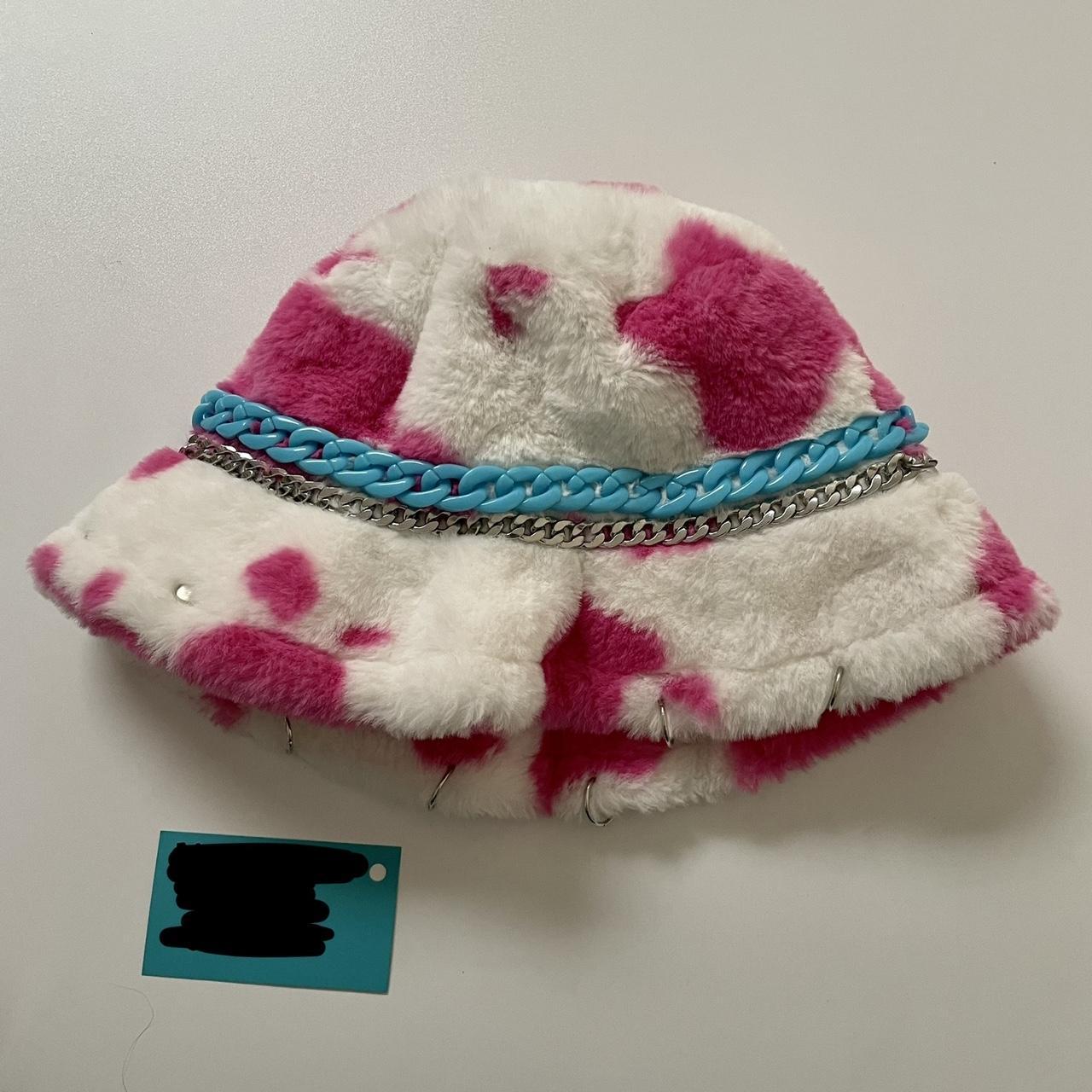 Women's Pink and Blue Hat Depop