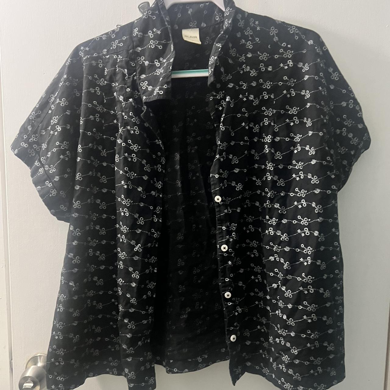 BLAIR black and white floral print shirt. Slightly... - Depop