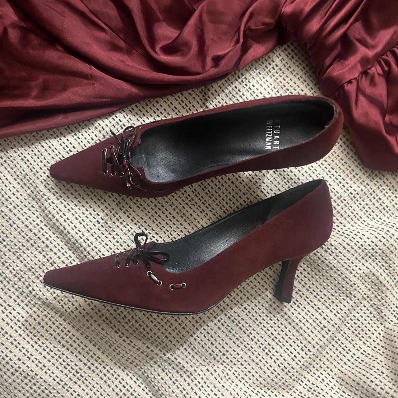 Burgundy designer heels best sale