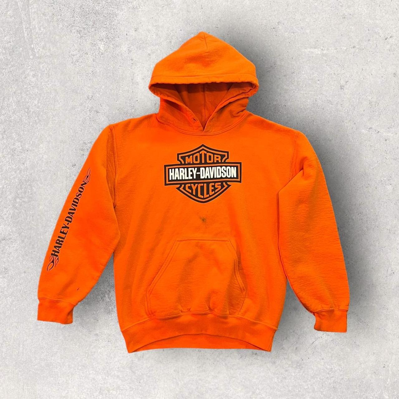 Harley Davidson Men's Orange Hoodie | Depop