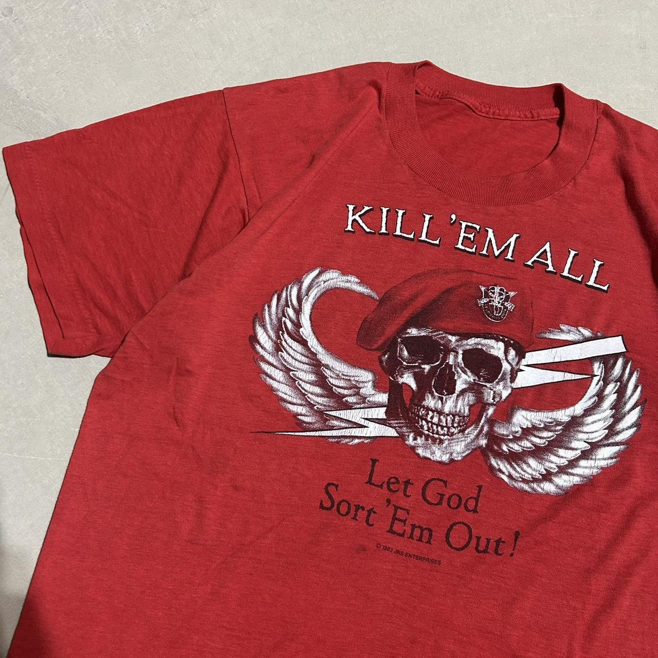 Vintage 1983 Kill em all let god sort em out T-Shirt size 2024 L