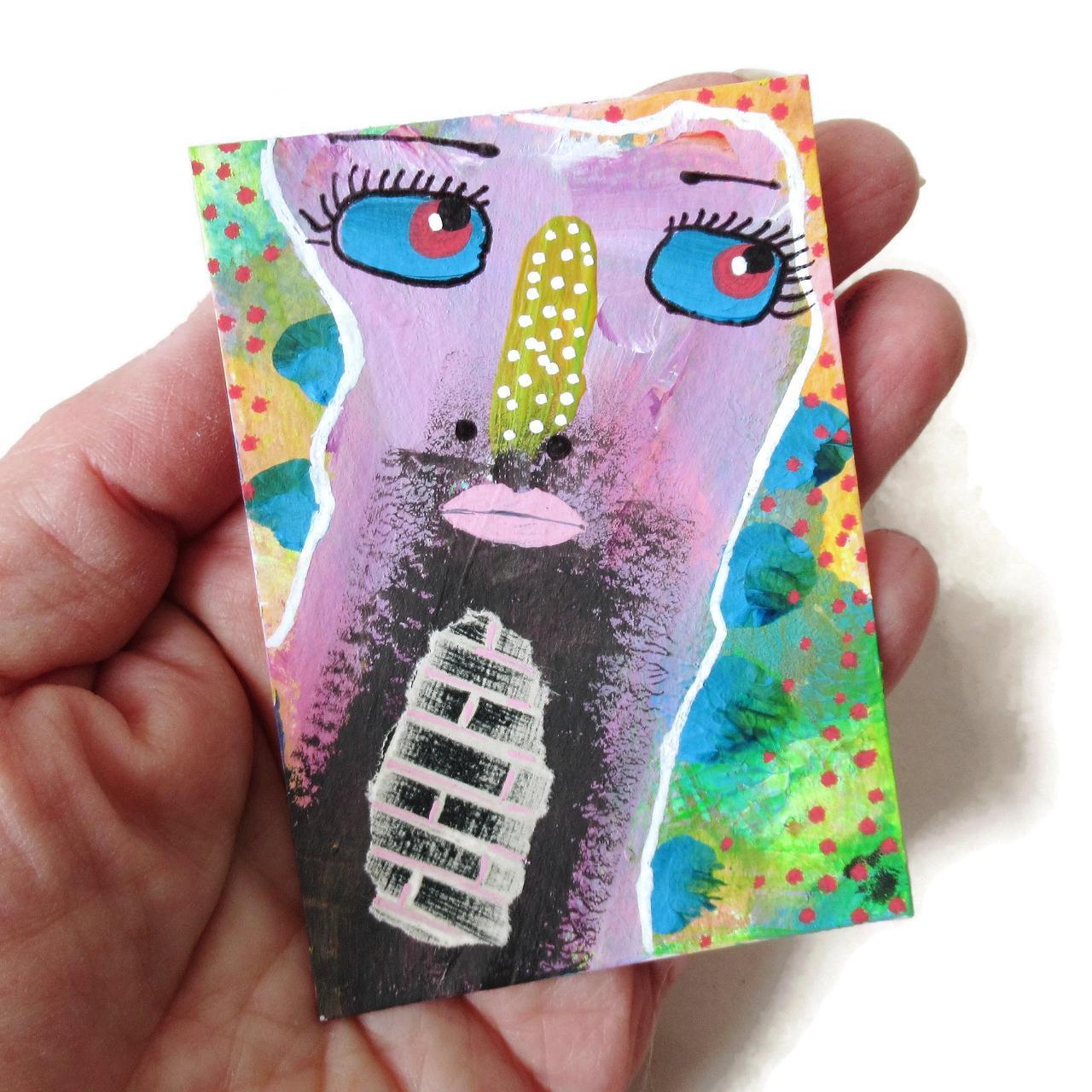 Miniature Original Painting ACEO Art Trading Card... - Depop