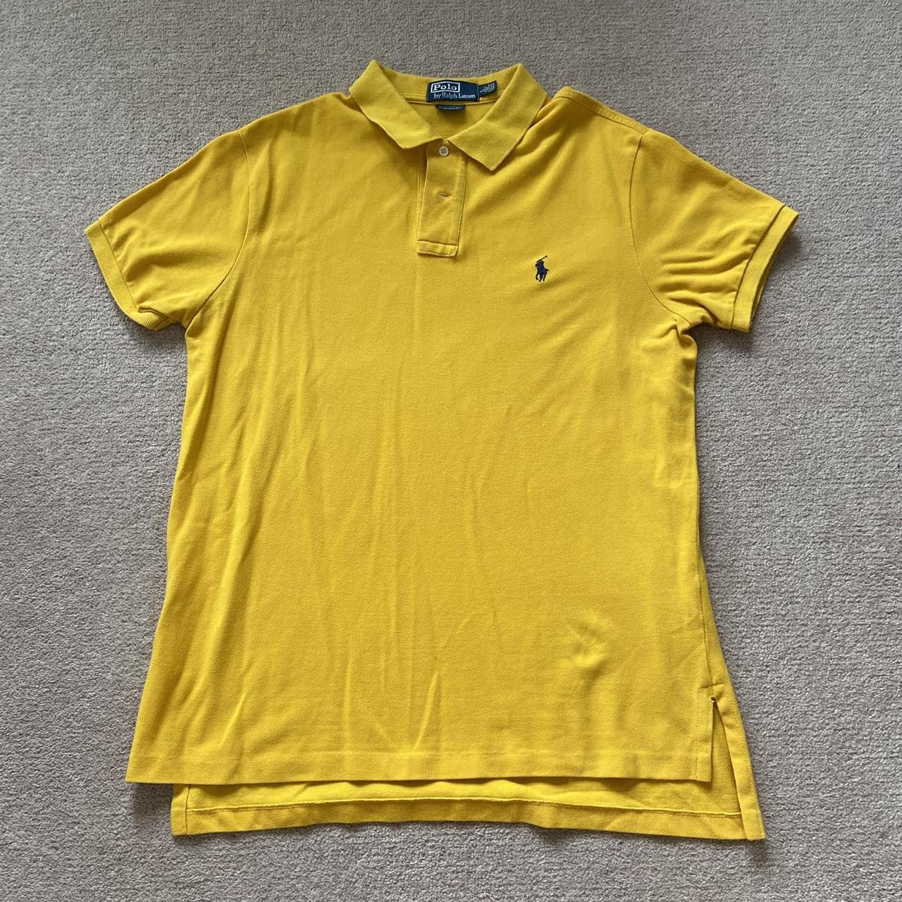 Yellow Mustard Ralph Lauren Polo shirt T-shirt Navy... - Depop