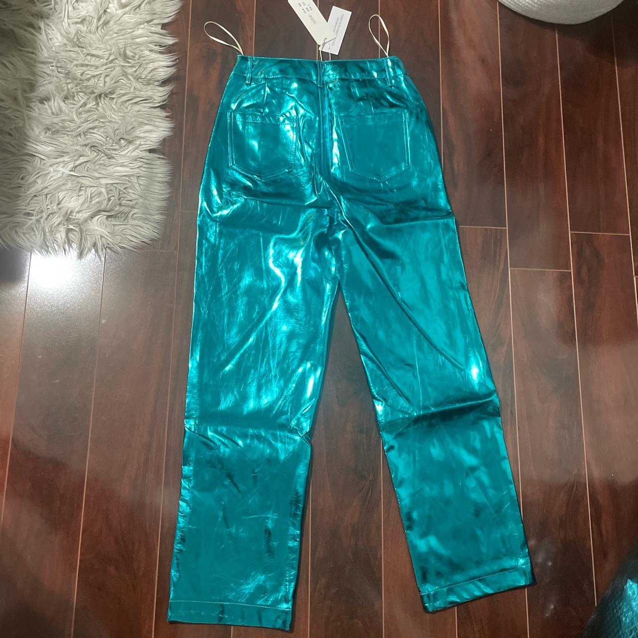 Amy Lynn metallic trouser pants in the color lupe... - Depop