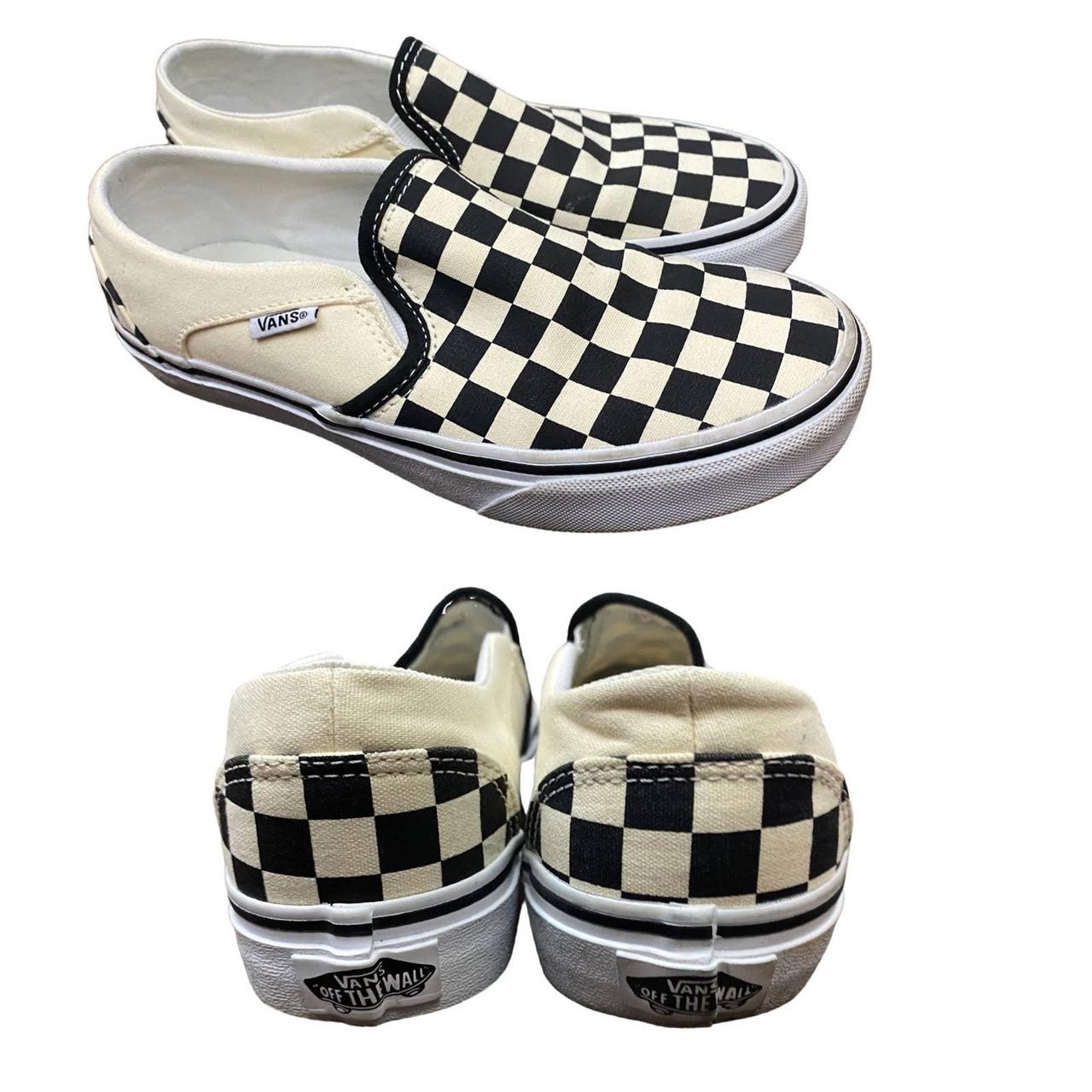 Black and White Checkered Vans Skate Shoes / Women’s... Depop
