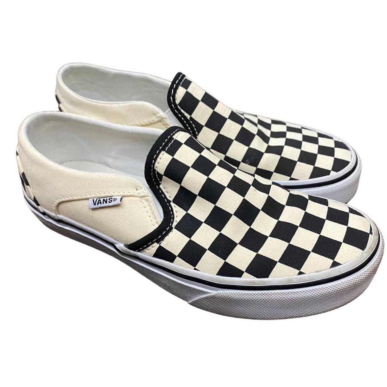 Black and White Checkered Vans Skate Shoes / Women’s... - Depop