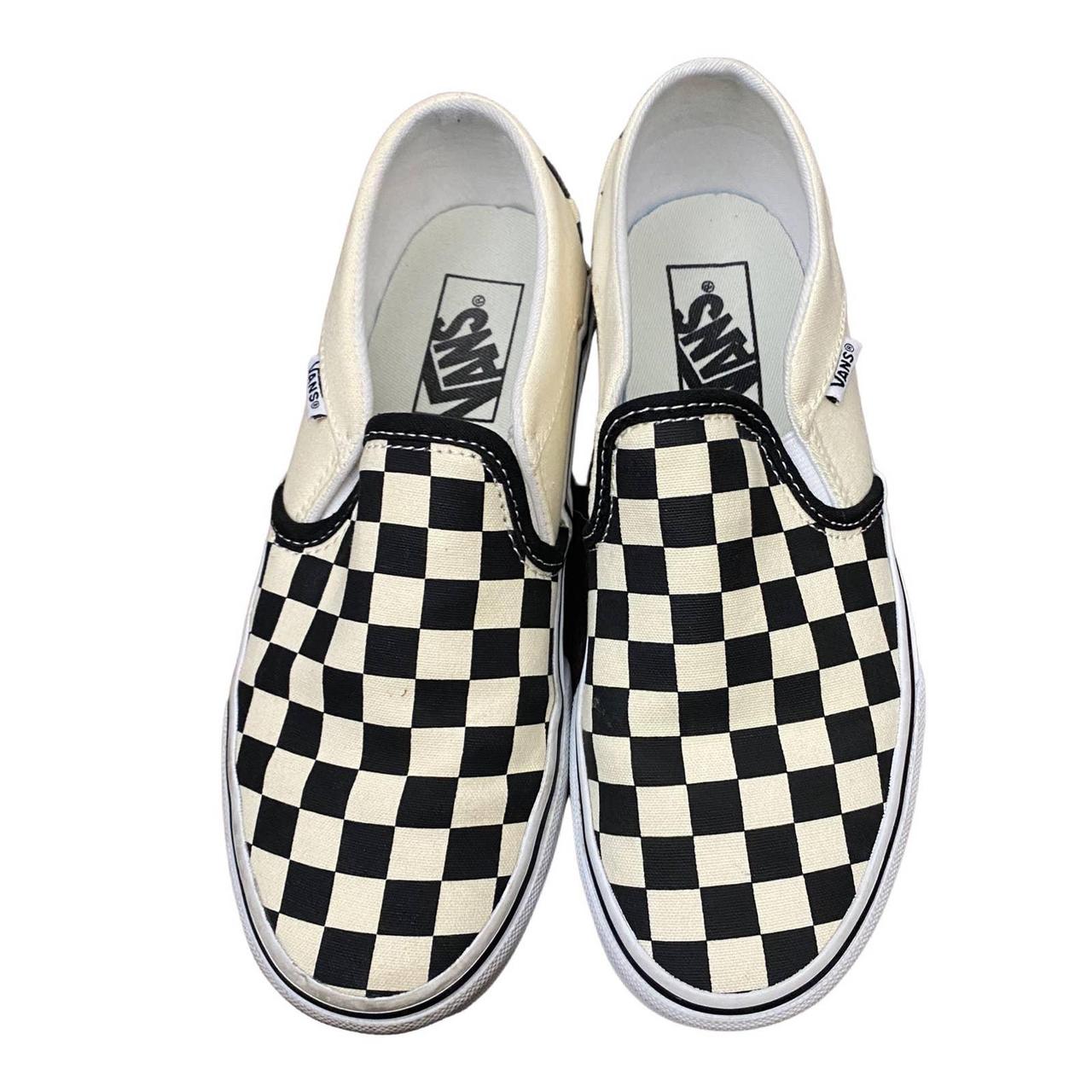 Black and White Checkered Vans Skate Shoes / Women’s... - Depop