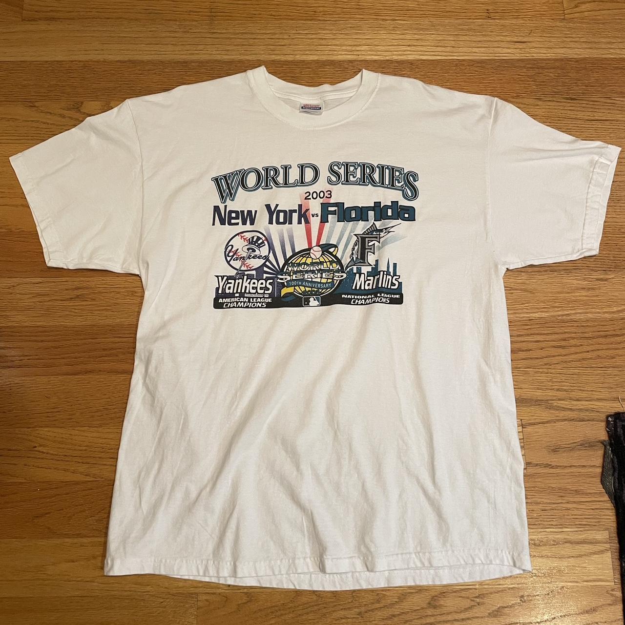 MLB World Series 2003 NY Yankees & Florida Marlins T-Shirt HANES USA  Men's XL