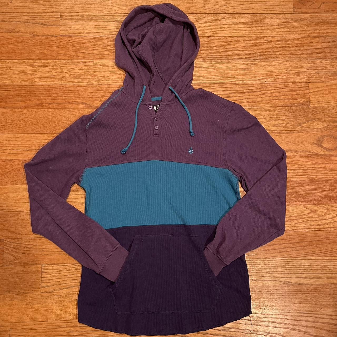 Vintage Volcom Stripped Thermal Hoodie volcom Depop