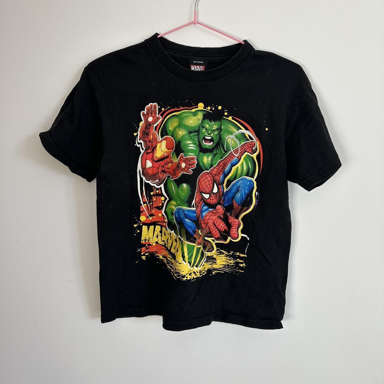 Y2K shops MARVEL MAD ENGINE SPIDERMAN/HULK SUPERHEROES GRAPHIC TEE